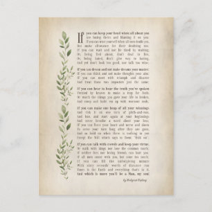 IF, inspirerad dikt av Rudyard Kipling Vykort