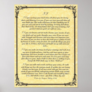 IF Inspiring Dikt for Young Manar by Rudyard Kipli Poster