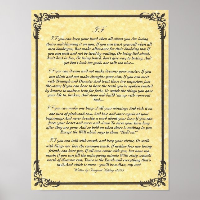 IF Inspiring Dikt for Young Manar by Rudyard Kipli Poster (Framsidan)