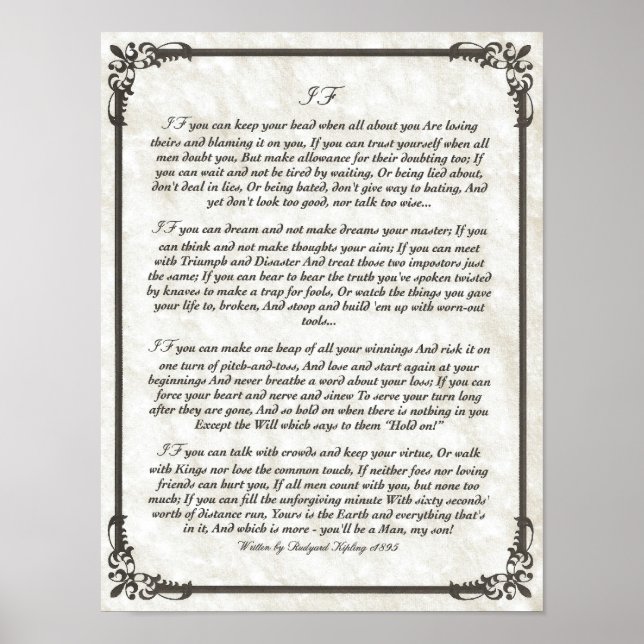 IF Inspiring Dikt for Young Manar by Rudyard Kipli Poster (Framsidan)