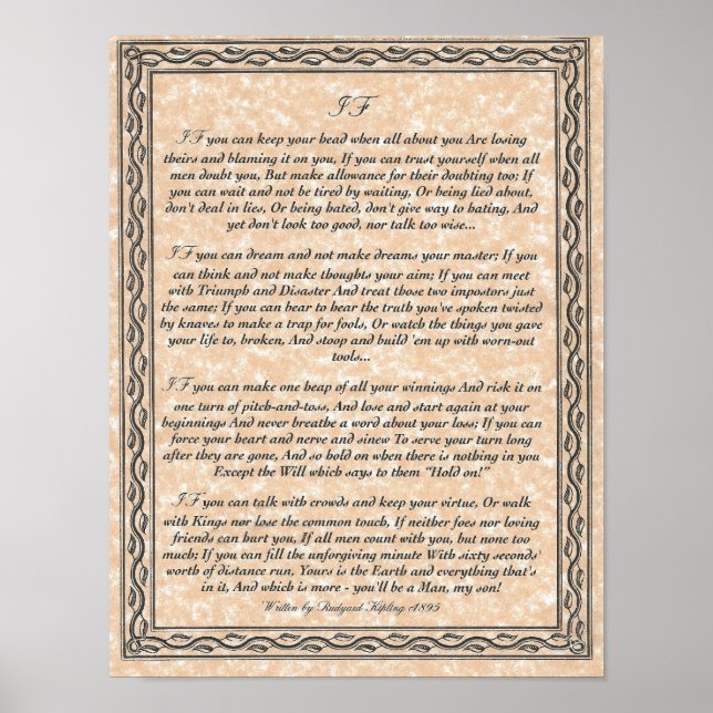 IF Inspiring Dikt for Young Manar by Rudyard Kipli Poster (Framsidan)