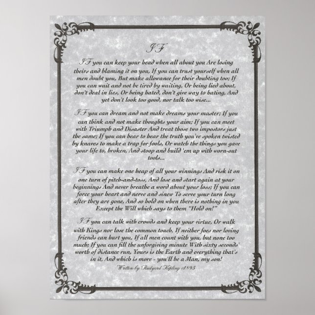 IF Inspiring Dikt for Young Manar by Rudyard Kipli Poster (Framsidan)
