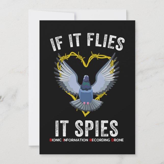 If It Flies It Spies Birds Are Not Real Funny Dron Inbjudningar (Framsida)