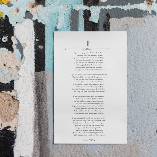 "If" Kipling Iconic Dikt Poster (Skapare uppladdad)