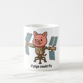 If pigs could fly - Piggie space station Kaffemugg