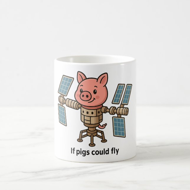 If pigs could fly - Piggie space station Kaffemugg (Center)