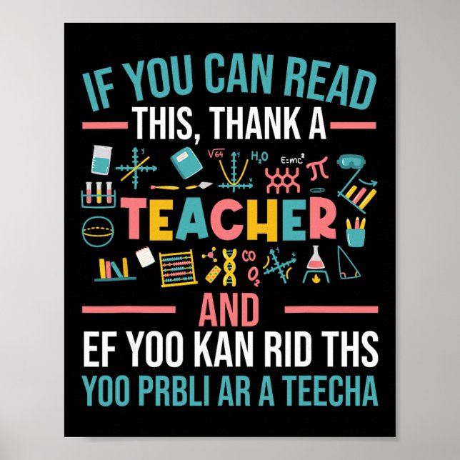 If You Can Read This Thank A Teacher - Funny Teach Poster (Framsidan)