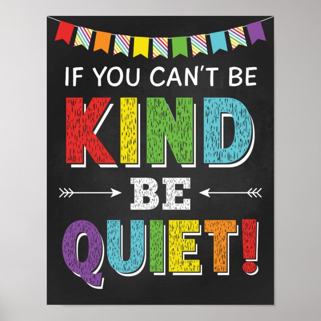 If You Can't Be Kind Be Quiet Classroom Kindness Poster (Framsidan)
