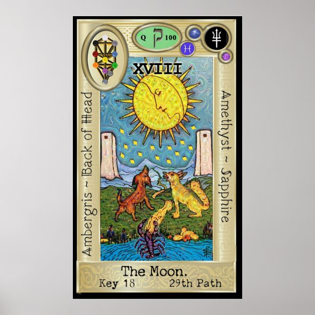 Ifdawn Deepdröm Tarot Nyckel 18 ~ Måne Poster (Framsidan)