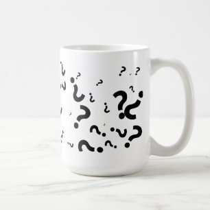 Ifrågasätta markerar kaffemugg