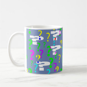 Ifrågasätta markerar muggen kaffemugg