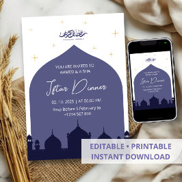 Iftar middagsinbjudan ramadan Blue mosque Inbjudningar