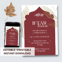 Iftar middagsinbjudan ramadan brun moské inbjudningar