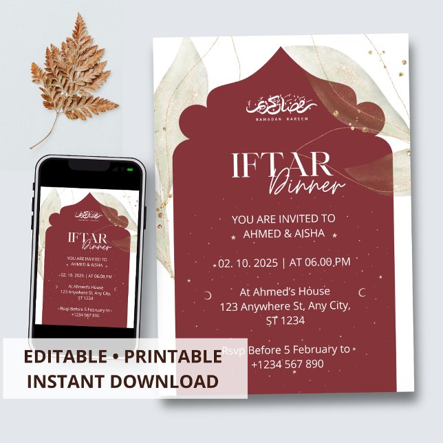 Iftar middagsinbjudan ramadan brun moské inbjudningar (Skapare uppladdad)