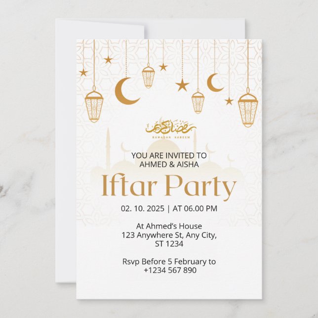 Iftar middagsinbjudan ramadan lentern och moské inbjudningar (Framsida)
