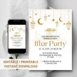 Iftar middagsinbjudan ramadan lentern och moské inbjudningar