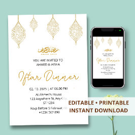 Iftar middagsinbjudan ramadan med lentern inbjudningar