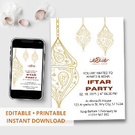 Iftar middagsinbjudan ramadan med lentern inbjudningar
