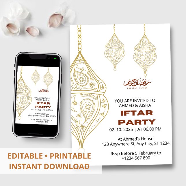 Iftar middagsinbjudan ramadan med lentern inbjudningar (Skapare uppladdad)