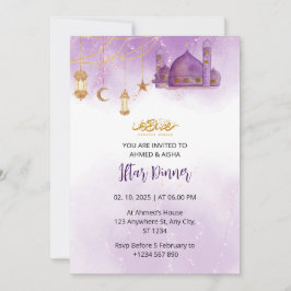 Iftar middagsinbjudan ramadan vattenfärgsmoské inbjudningar