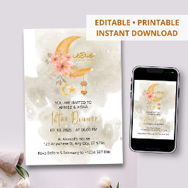 Iftar middagsinbjudan ramadan vit vattenfärg inbjudningar