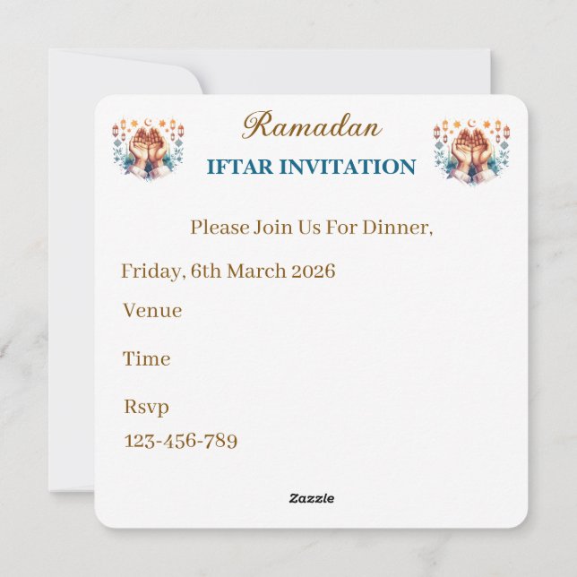 Iftar Middagsinbjudningar Julkort (Baksida)