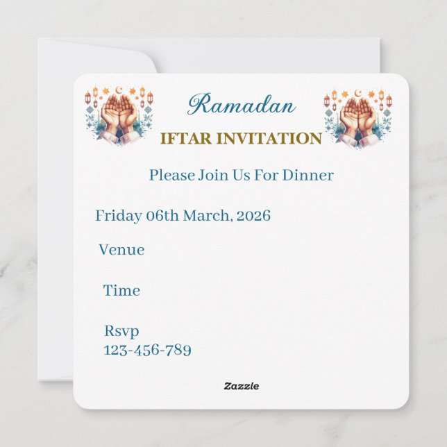 Iftar Middagsinbjudningar Julkort (Baksida)