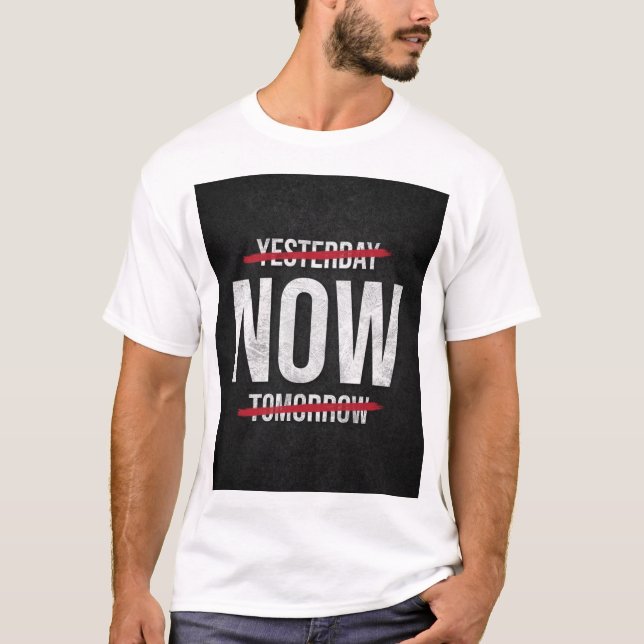 IGÅR IDAG I MORGON TEXT TRYCKT T-SHIRT (Framsida)
