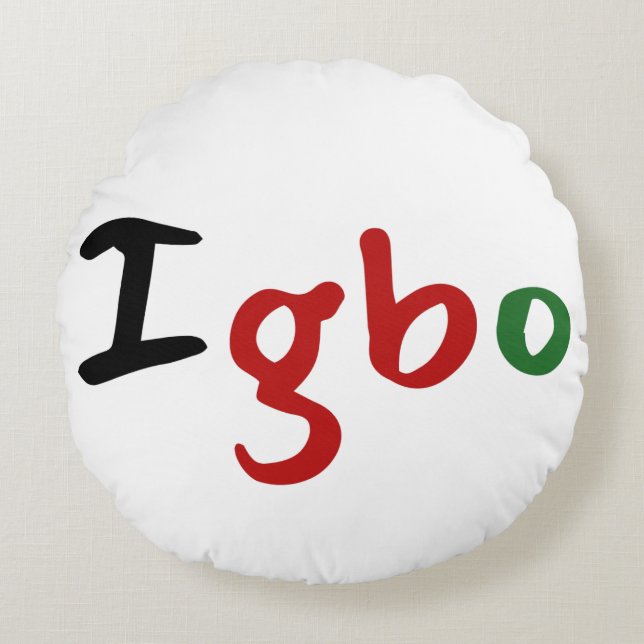 Igbo Panafrikan Rund Kudde (Framsidan)