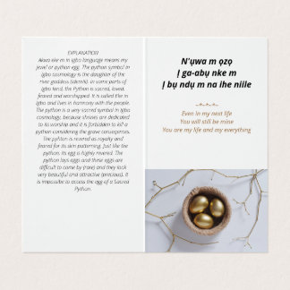 Igbo Romantic Kärlek Dikt Greeting Card Kort