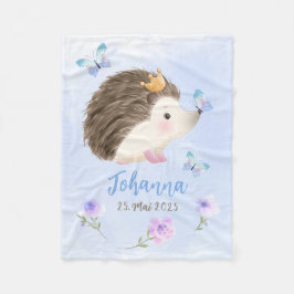 Igel blau 2 - Aquarell-Design | personalisierbare Fleecefilt