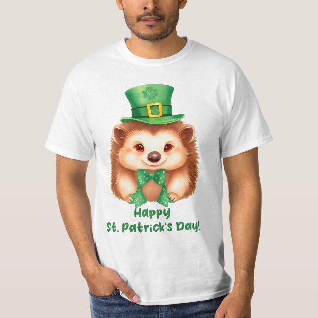 Igel Gráinneog Happy St. Patricks Day T Shirt (Framsida)