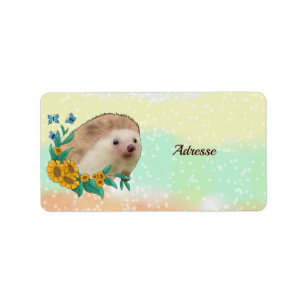 Igel im Blumenbeta Adressetikett