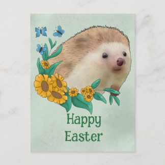 Igel mit Blüten Postkarte Vykort