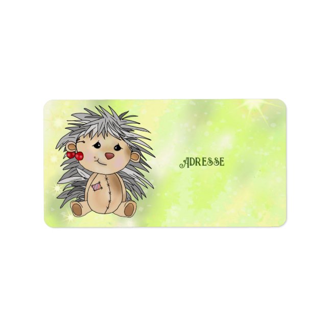 Igel mit Kirschen Adressetikett (Framsidan)