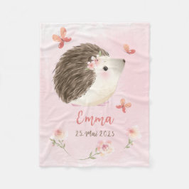 Igel rosa 2 - Aquarell-Design | personalisierbare Fleecefilt