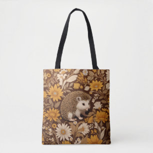Igelkott Brun Blommig William Morris Inspirerad Tygkasse