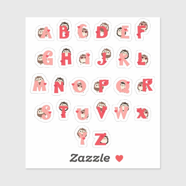 Igelkott Hug Alphabet Klistermärken | Söta Igelkot (Ark)