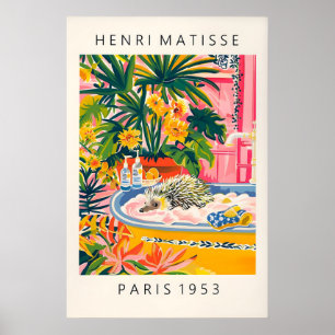 Igelkott i badkaret Konsttryck Matisse-stil Poster