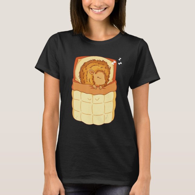 Igelkott Igelkottar Sover Sömn Sömn Pyjamas Natt T Shirt (Framsida)
