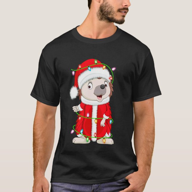 Igelkott julbelysning tomtedräkt söt anima t shirt (Framsida)