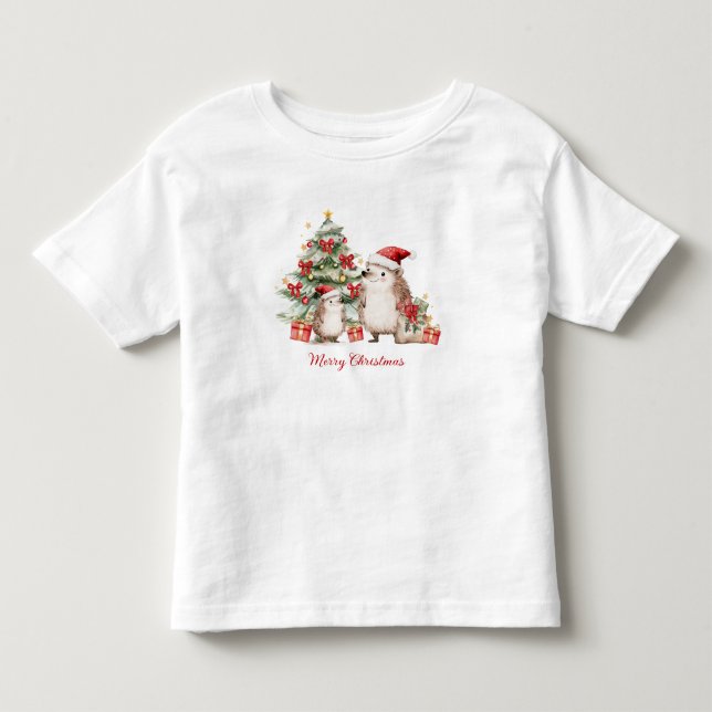 Igelkott Julgran Presenterar Barn T Shirt (Framsida)