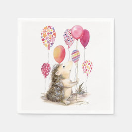 Igelkott med rosa ballonger pappersservett