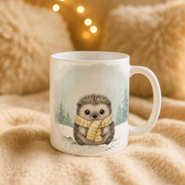 Igelkott Mugg Söt Vattenfärg Jul Presente (Skapare uppladdad)