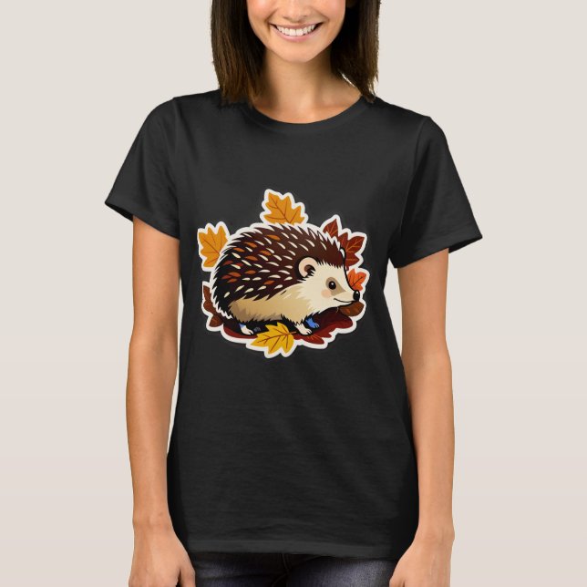 Igelkott Mysig Skogs Liv T Shirt (Framsida)