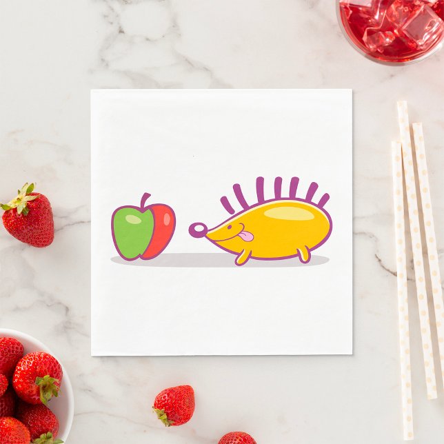 Igelkott Och Ett Äpple Pappersservett (Skapare uppladdad)