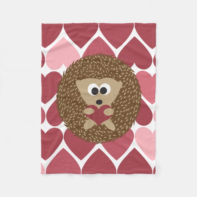 Igelkott och hjärtor fleecefilt (Framsidan)