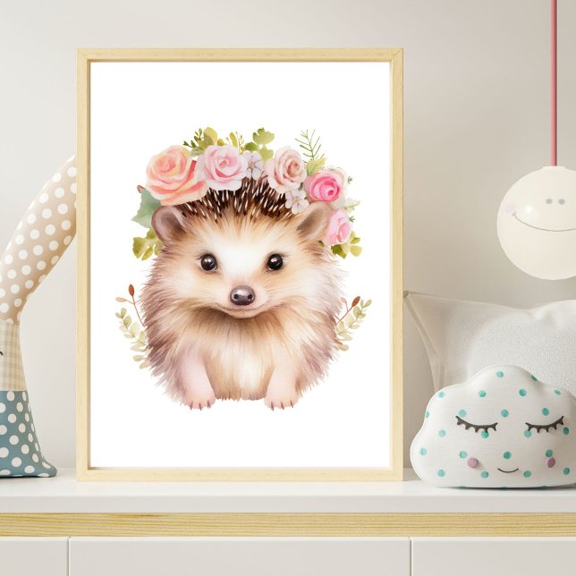 Igelkott Rosa Blommig Flickrum Tryck Poster (Skapare uppladdad)