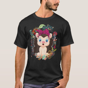 Igelkott Schackrav Pärlor Blommor Familj Glad Moth T Shirt