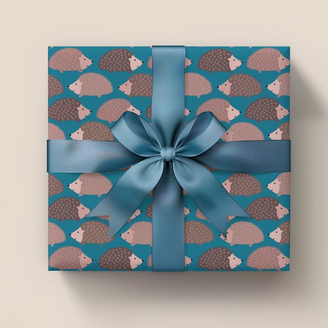 Igelkott skogs mönster presentpapper (Cute hedgehog wrapping paper, ideals for kids birthday party and animal lovers)